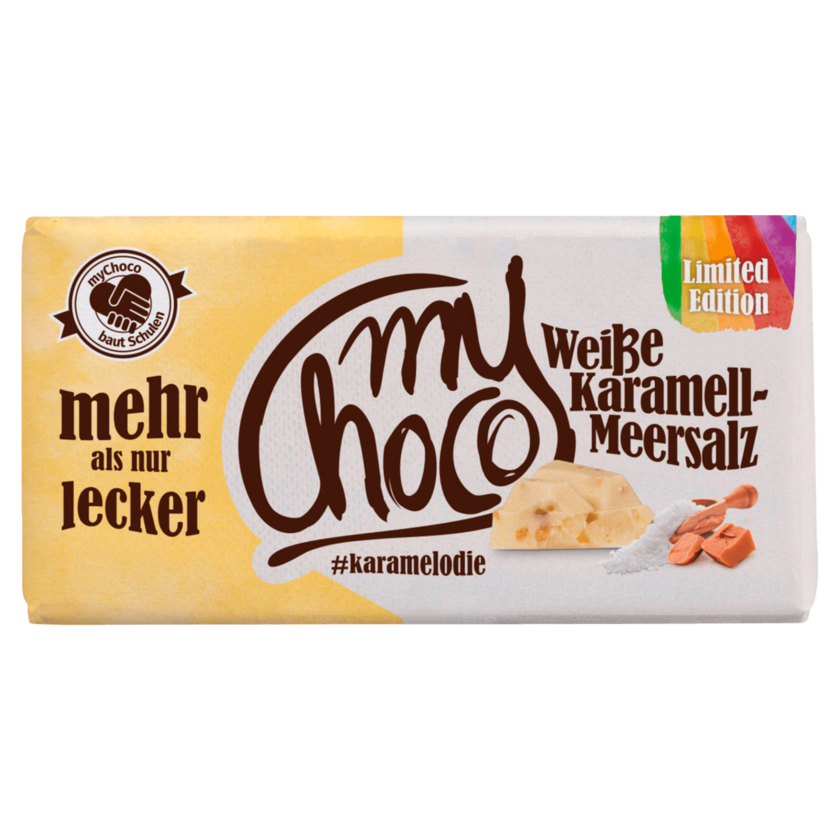 Mychoco Schokolade Weißer Karamell-Meersalz 180g